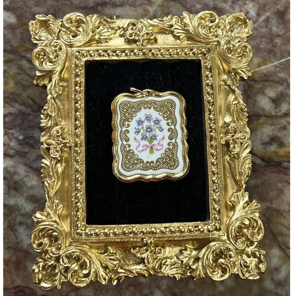 Vintage Porcelain Floral Bouquet Pendant